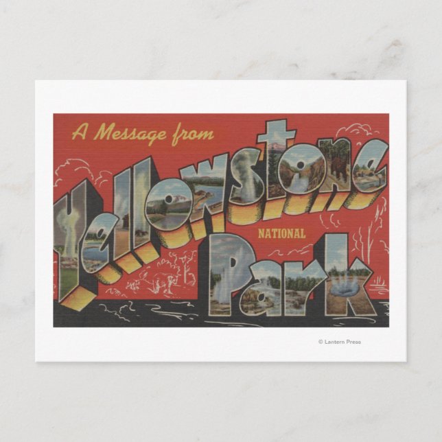 Postal Escenas de letras grandes - Parque Nat'l Yellowsto (Anverso)
