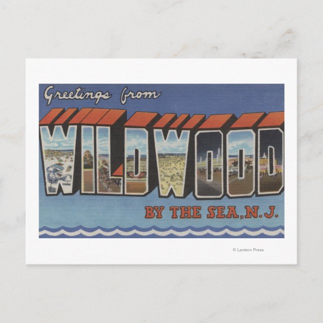 Postal Escenas de letras grandes - Wildwood-By-The-Sea, N (Anverso)