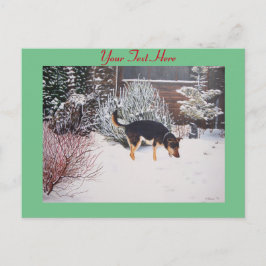 Postal escenas de nieve de invierno de perros lindos negr