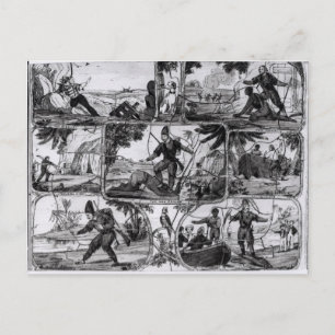 Postal Escenas de 'Robinson Crusoe' por Daniel Defoe