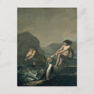 Postal Escenas del "viaje subterráneo de Niels Klim"