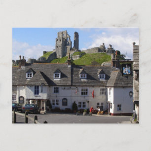 Postal Escenas inglesas, castillo de Corfe, Dorset