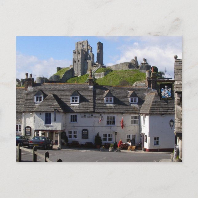 Postal Escenas inglesas, castillo de Corfe, Dorset (Anverso)