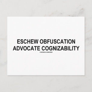 Postal Eschew Obfuscation Advocate Cognizability Oxymoron