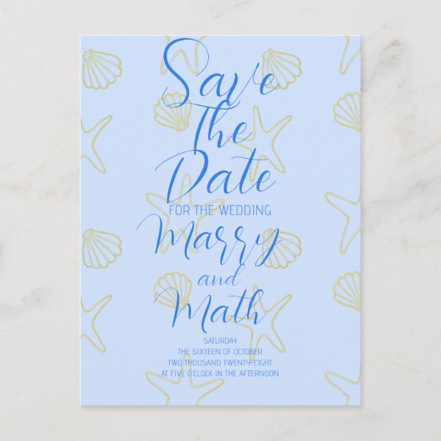 Postal Escoba azul de verano simple y diseño de Star Beac (Anverso)