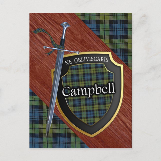 Postal Escocia Campbell Tartan Sword & Shield (Anverso)