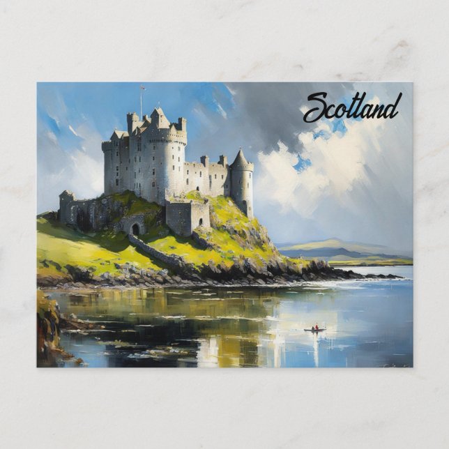 Postal Escocia Castillo Escocés Acuarela Viajes (Anverso)