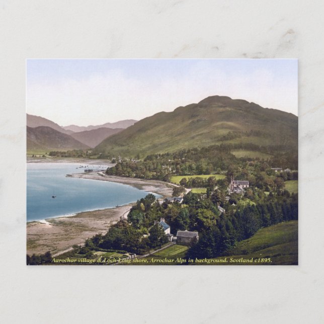 Postal Escocia paisaje c1895, Aarochar, Loch Long (Anverso)