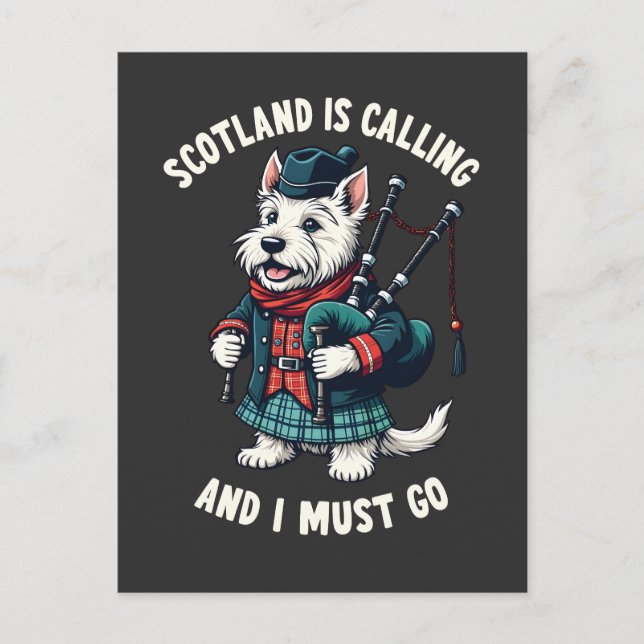 Postal Escocia: Perro Terrier Escocia llama y debo hacerl (Anverso)