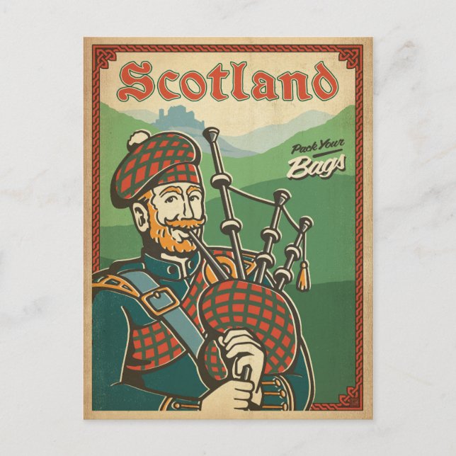 Postal Escocia | Piper de bolsa (Anverso)
