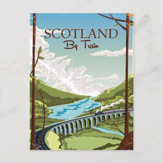 Postal Escocia Por cartel de viaje de locomotora de tren (Anverso)