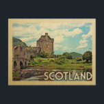 Postal Escocia Postcard Castle Vintage Travel<br><div class="desc">Diseño escocés en estilo Viaje Vintage que presenta los magníficos moros del Castillo Eilean Donan.</div>