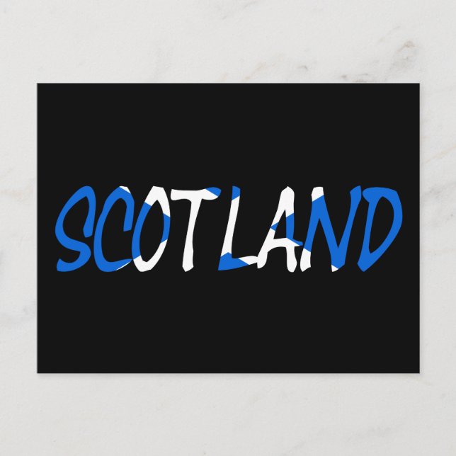 Postal Escocia superpuesta en un pcnt de la bandera escoc (Anverso)