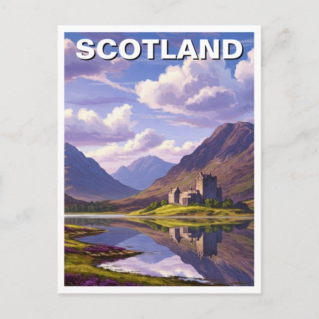 Postal Escocia Tierras Altas Escocesas Castillo Viajes (Anverso)