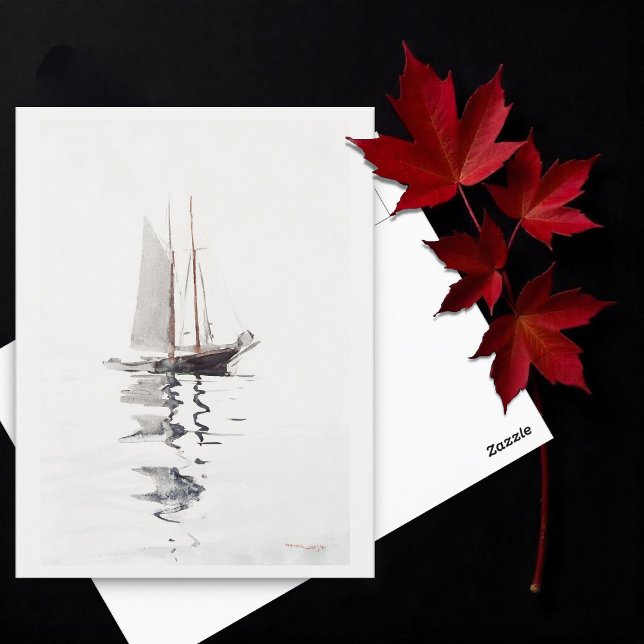 Postal Escolar de dos máscaras con danza de Winslow Homer (Subido por el creador)