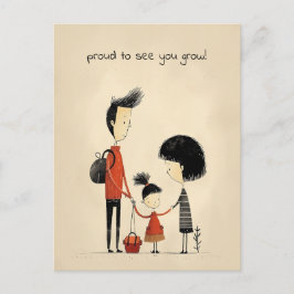 Postal Escolar, madre y padre