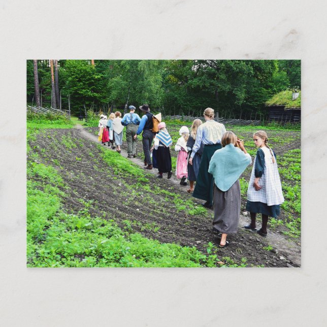 Postal Escolares noruegos en el Museo Folclórico Noruego (Anverso)