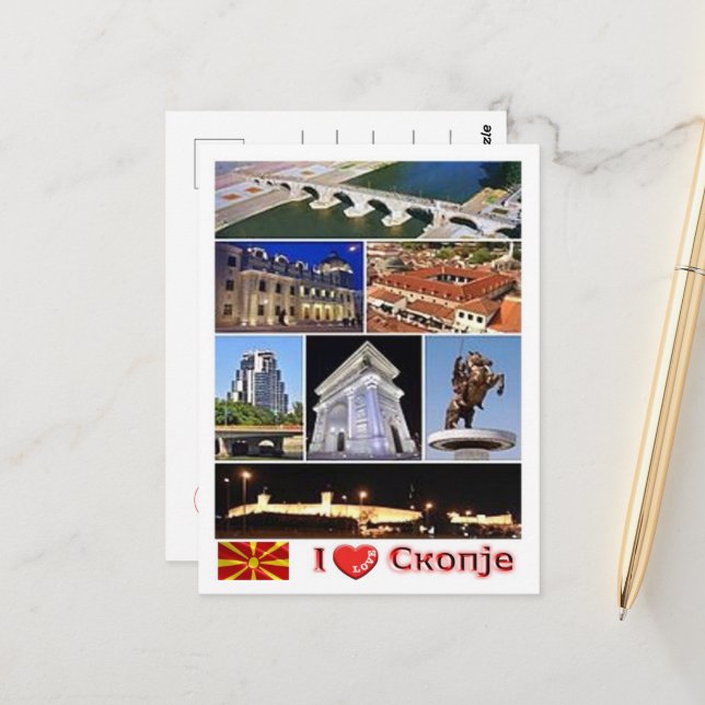 Postal Escopia - Macedonia - Me encanta - (Anverso/Reverso In Situ)