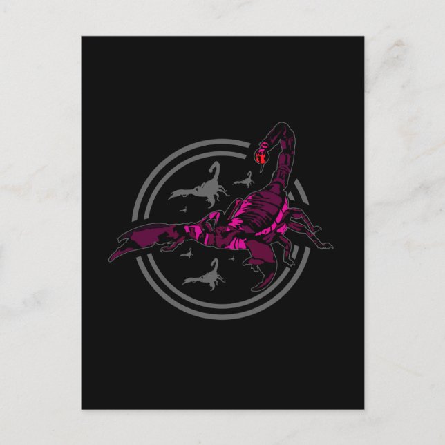 Postal Escorpión rosa (Anverso)
