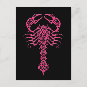 Postal Escorpión tribal rosa y negro