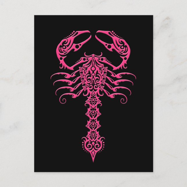 Postal Escorpión tribal rosa y negro (Anverso)