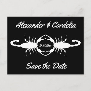 Postal Escorpiones de Bodas blancos góticos salvan la fec