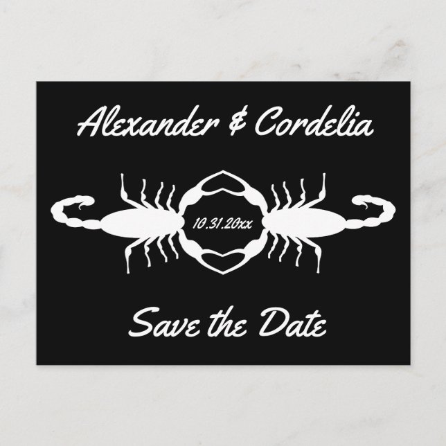 Postal Escorpiones de Bodas blancos góticos salvan la fec (Anverso)