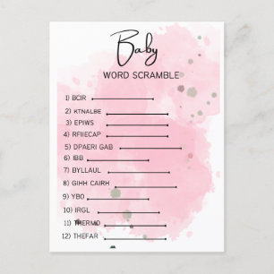 Postal Escramble de Baby Shower Word