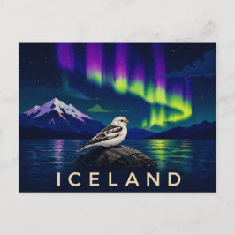 Postal Escribano Nival Bajo la Aurora | Islandia Icónica