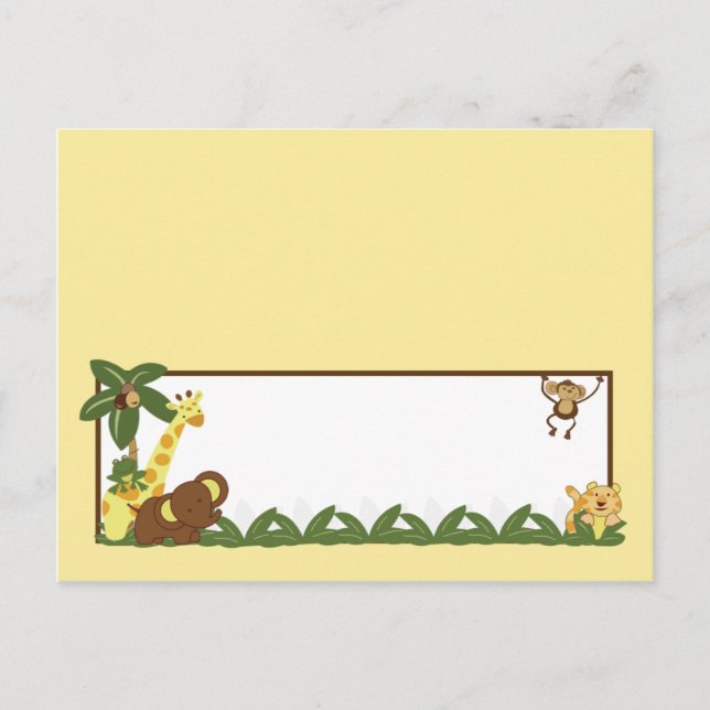 Postal Escribible Place Card Jungle Babies (Anverso)