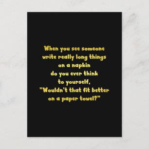 Postal Escribiendo divertida en un Chiste de servilletas