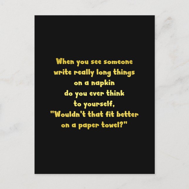 Postal Escribiendo divertida en un Chiste de servilletas (Anverso)