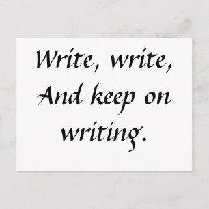 Postal Escribir, escribir y seguir escribiendo