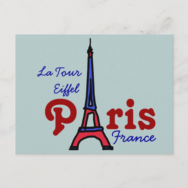 Postal escribir sobre la Torre Eiffel de París (Anverso)