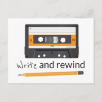 Escribir y rebobinar con lápiz y casete compacto.