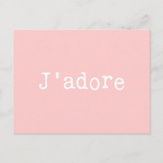 Postal Escrito en rosa y blanco J'adore
