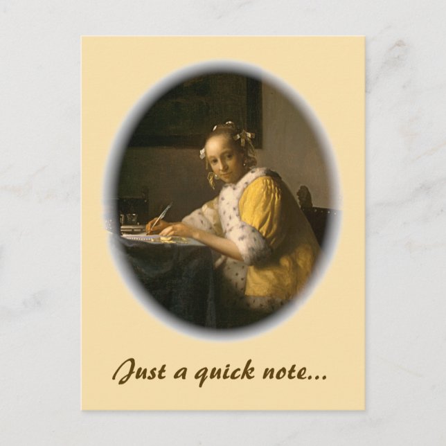 Postal Escritor de cartas de Vermeer (Anverso)