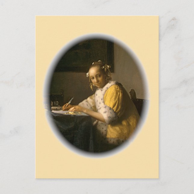 Postal Escritor de cartas de Vermeer (Anverso)