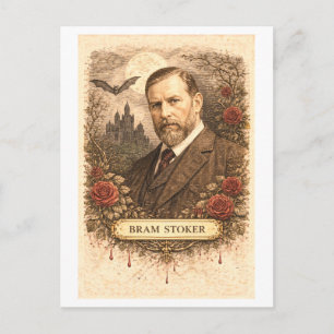 Postal Escritor de estilo vintage Bram Stoker