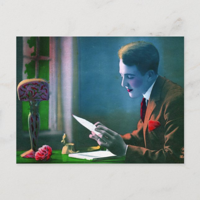 Postal Escritor de letras románticas (Anverso)