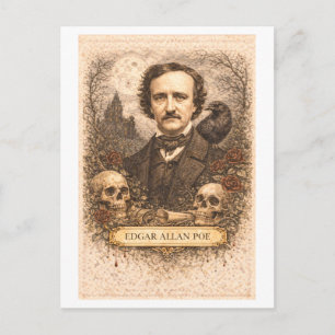 Postal Escritor Edgar Allan Poe de estilo vintage