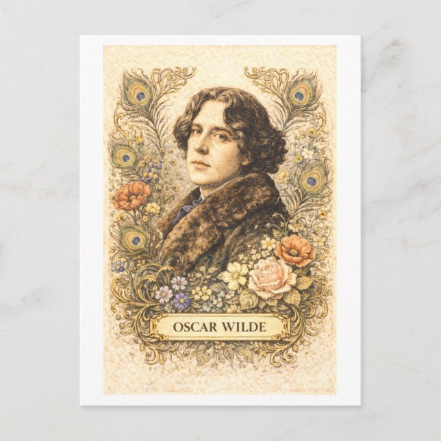 Postal Escritor Oscar Wilde de estilo vintage (Anverso)