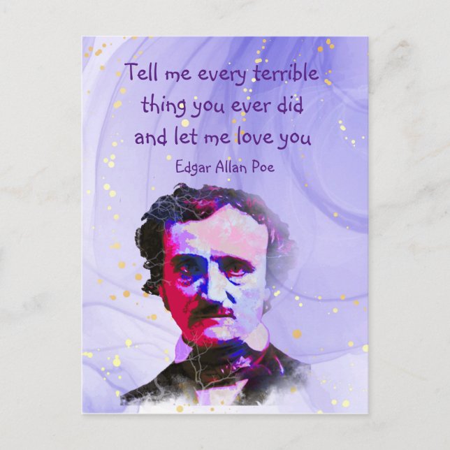 Postal Escritor poeta de Edgar Allan Poe poeta poeta Cita (Anverso)