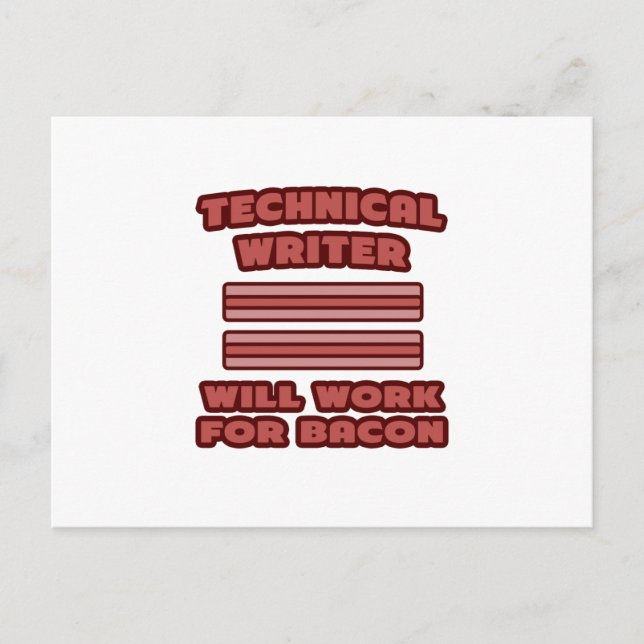 Postal Escritor técnico .. Trabajará Para Bacon (Anverso)