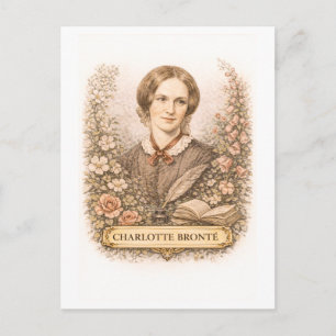 Postal Escritora Charlotte Bronte al estilo vintage