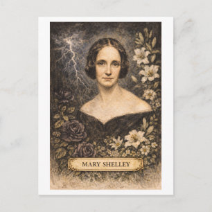 Postal Escritora Mary Shelley al estilo vintage