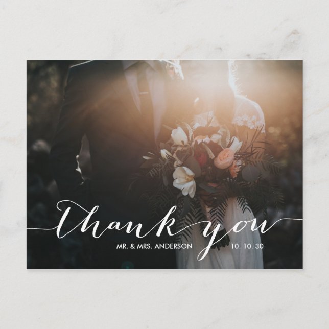 Postal Escritura a mano 2 Boda de fotos Gracias (Anverso)