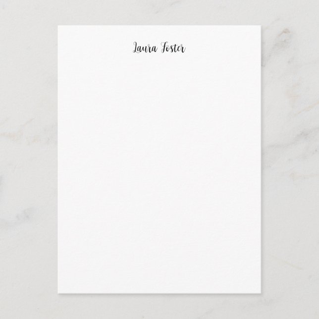Postal Escritura a mano clásica Nombre elegante Blanco ne (Anverso)
