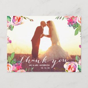 Postal Escritura a mano con flores 2 Boda de fotos Gracia