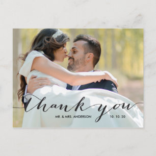 Postal Escritura a mano de un Boda de fotografías Black 2